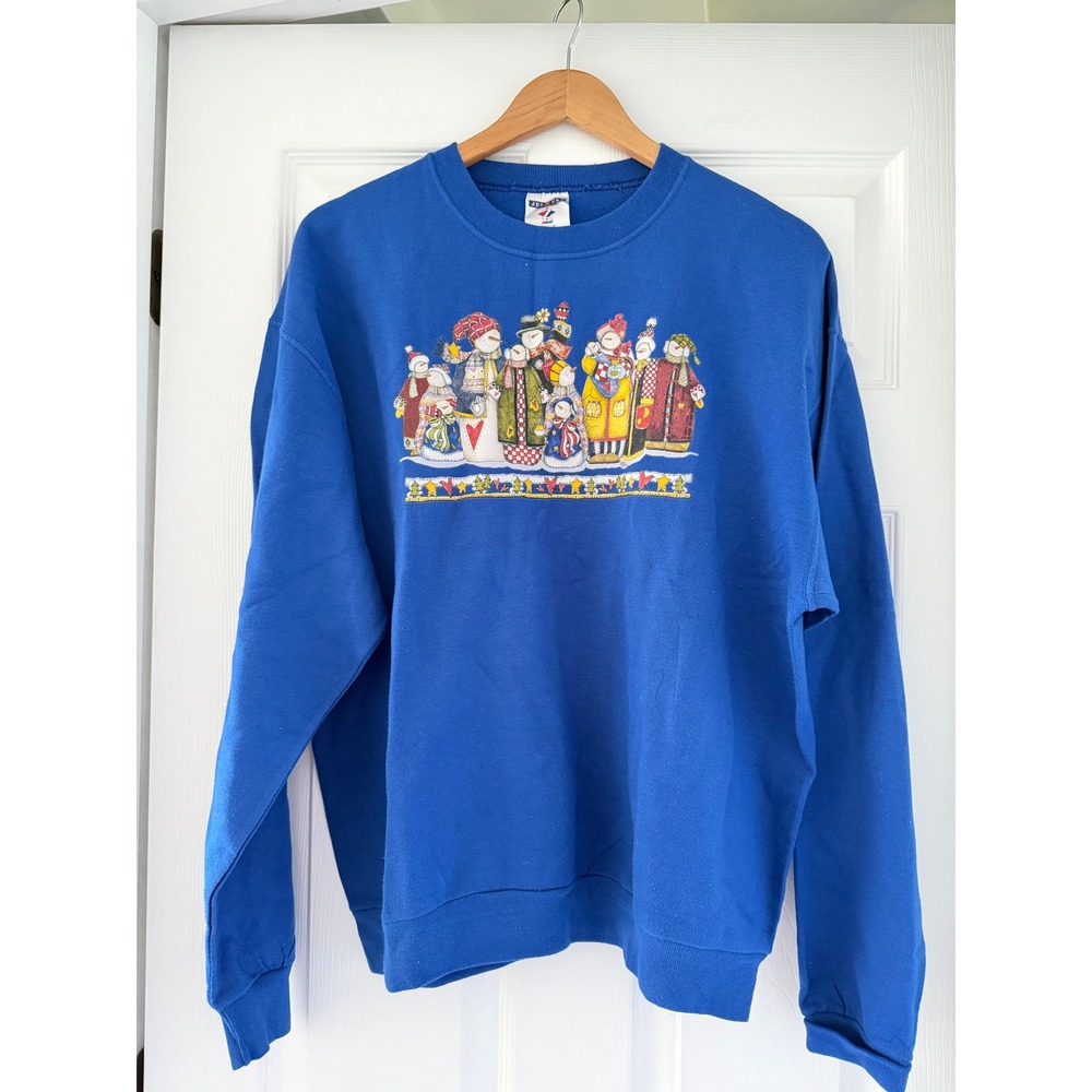 Retro Winter Snowman Blue Jerzees Crewneck Holiday
